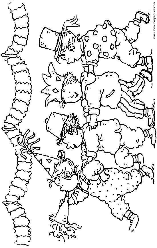 l&aacute;minas dibujos para imprimir y colorear Carnaval. Carnavales